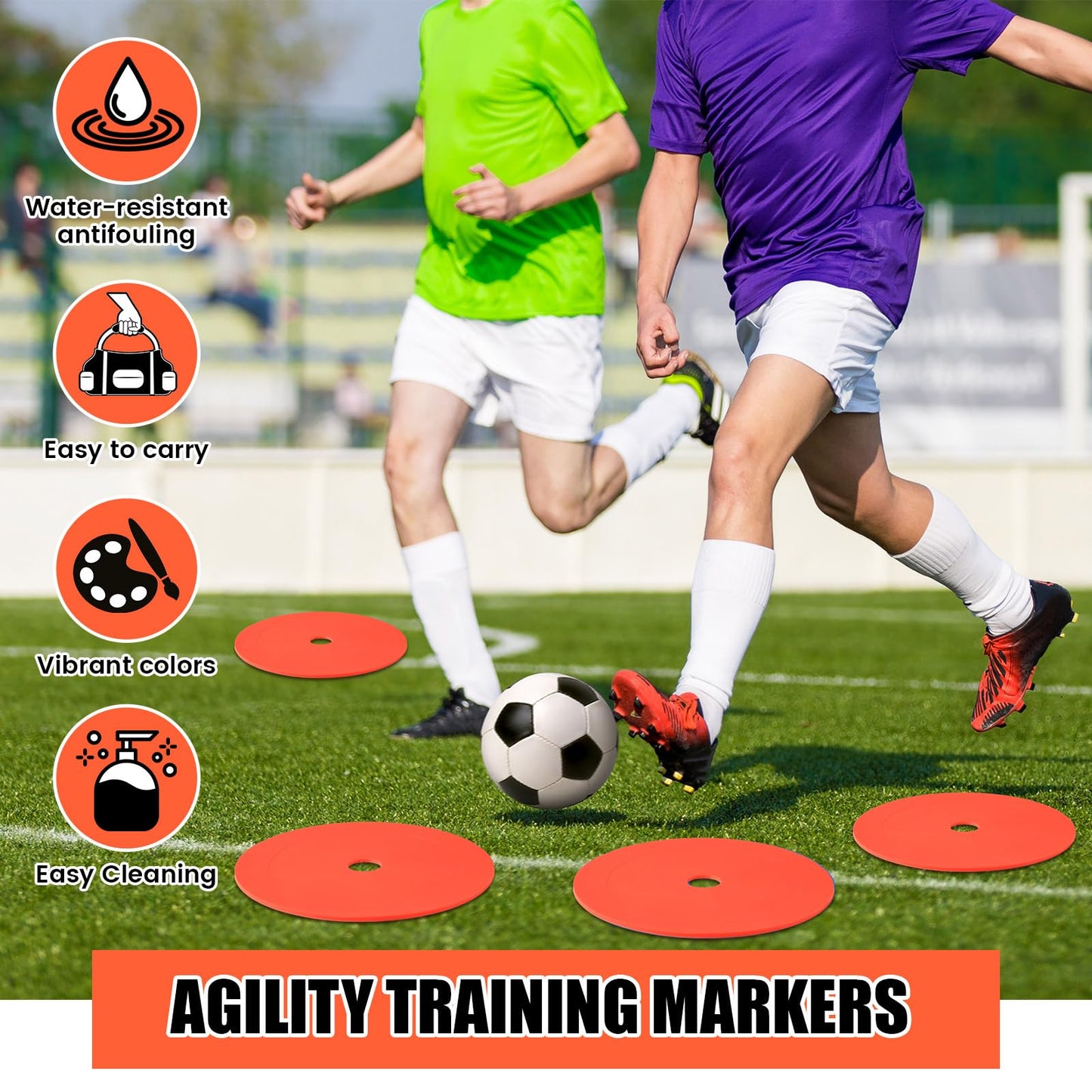 Silipull 24 Pcs 6 inch Flat Cones Spot Markers Non-Skid Floor Hole Soccer Cones Field Court Spot Markers Flat Discs Soccer Training Equipment for Football Sports Speed Agility Practice (Orange)