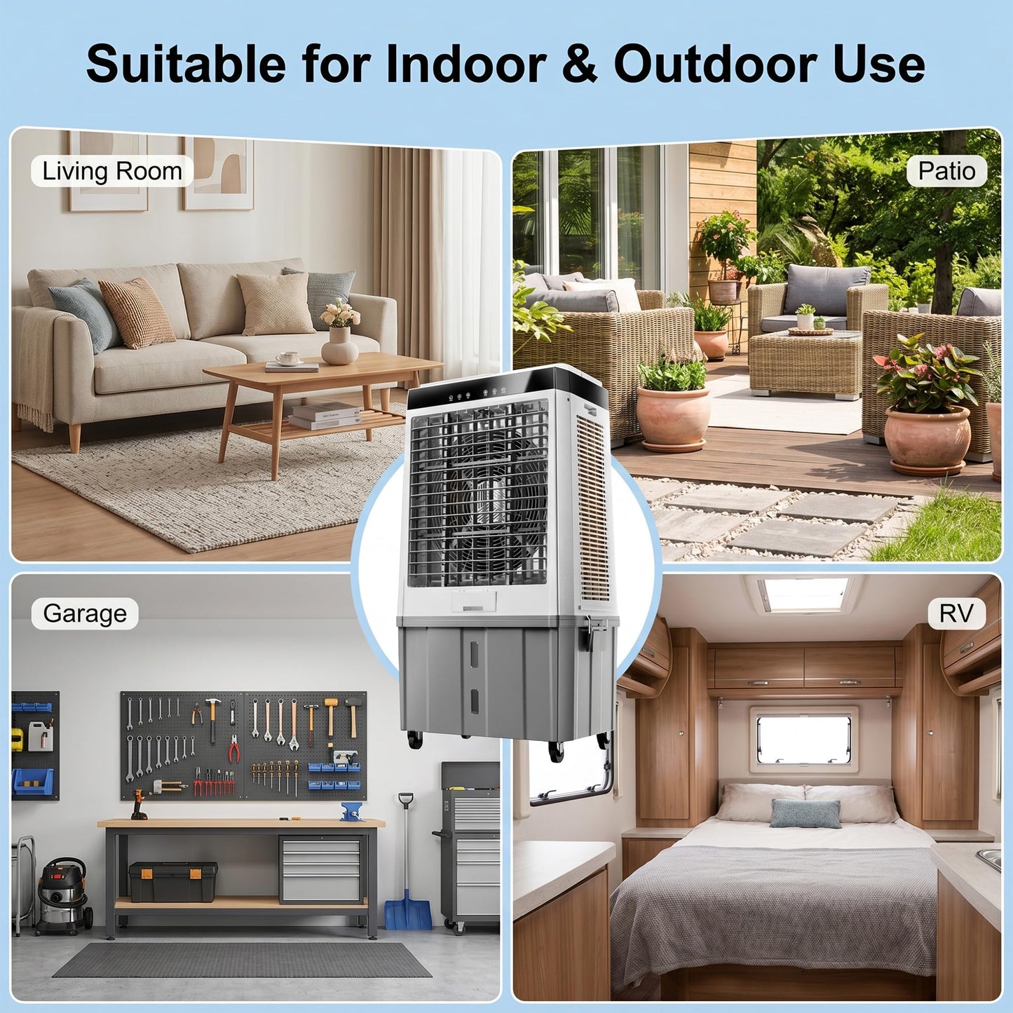 Uthfy 45" Portable Evaporative Air Cooler, 5100 CFM Swamp Cooler Air Conditioner with 16.5 Gal Detachable Water Tank, Remote, 12H Timer, 120 Oscillation, Outdoor Cooling Fan for Garage, Patio