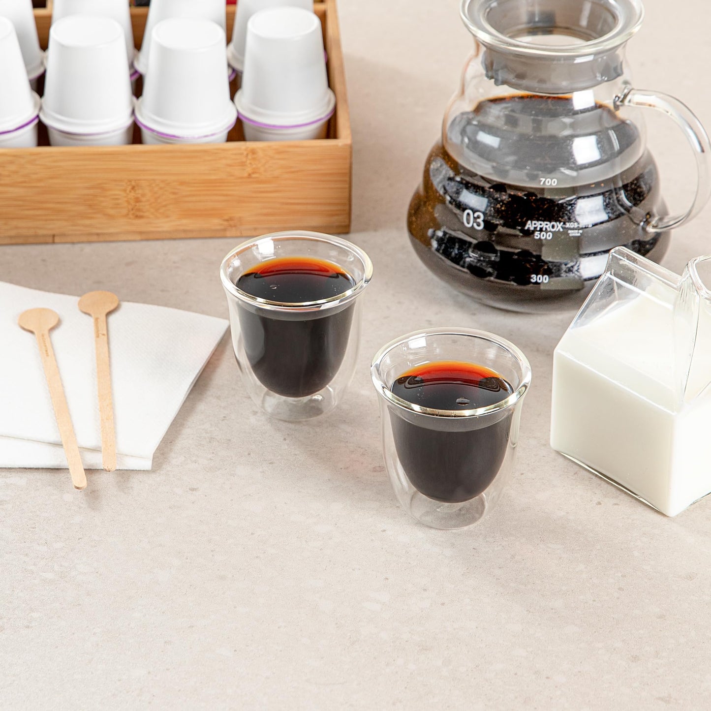 Restaurantware Coffee Cup 12 Pack of 2.72 oz Insulated Double-Wall Glass Borosilicate Coffee Cup Espresso Shot Dishwasher Safe For Hot Drinks