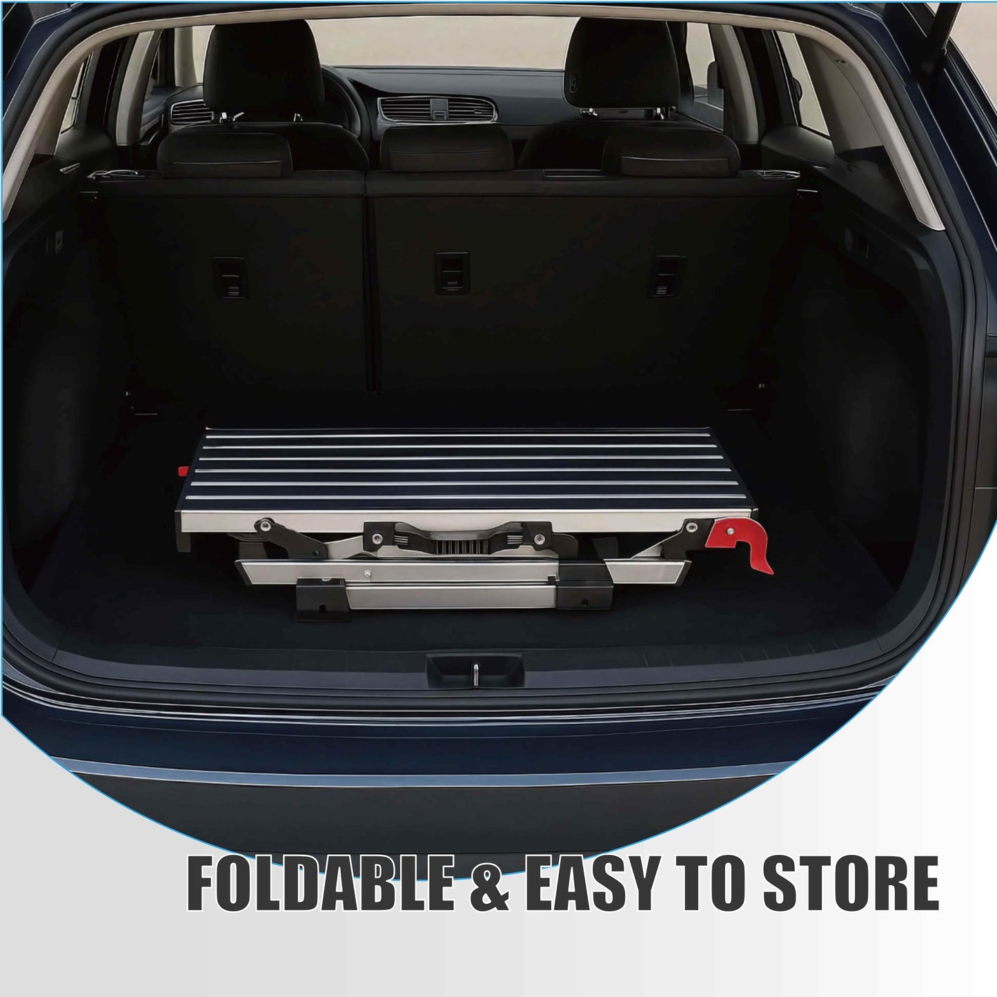 51" Aluminum Folding Work Platform, Car Wash Step Stool with Non-Slip Feet & Carrying Handle, Metal Step Ladder Bench for Mechanics, Shop, Automotive & Drywall Work — 330 lbs Load Capacity