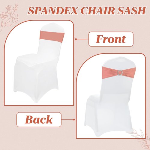 MDS Spandex Chair Sashes - Premium Stretch Covers with Buckle Slider | Pack of 10 - Coral Peach
