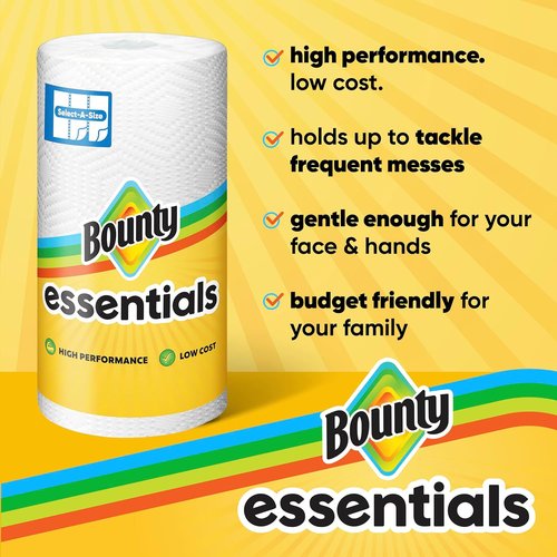 Bounty Essentials Select-A-Size Paper Towels - 6 Double Rolls, 108 Sheets Per Roll, White