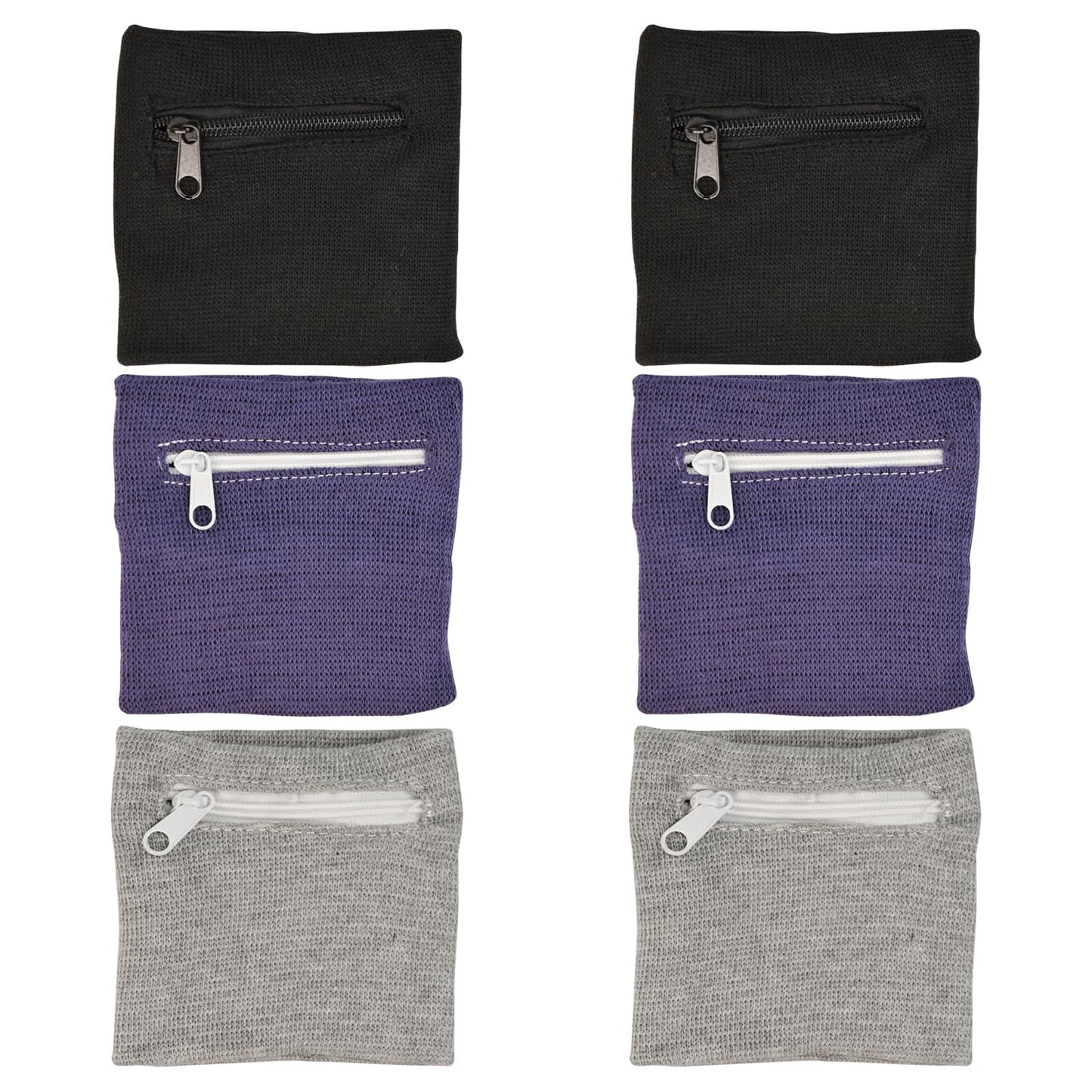 6Pcs Wrist Wallet with Zipper, Cotton Absorb Sweatband Zipper Wrist Pouch for Keys/ID Cards/Cash, Sweat Wristbands Women Men Outdoor for Running/Walking/Basketball/Football/Tennis/Hiking/Workout