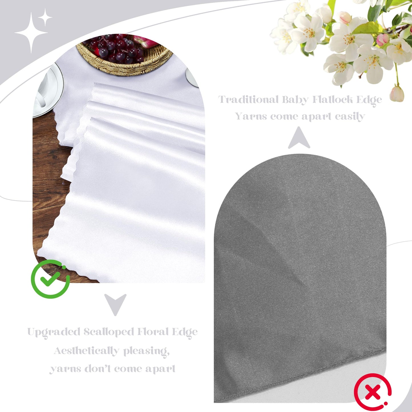 VACVELT 12 Pack Satin Table Runners - 12 x 72 Inches Long, White Table Runners for Wedding, Birthday Party, Banquet, Graduation, Engagements