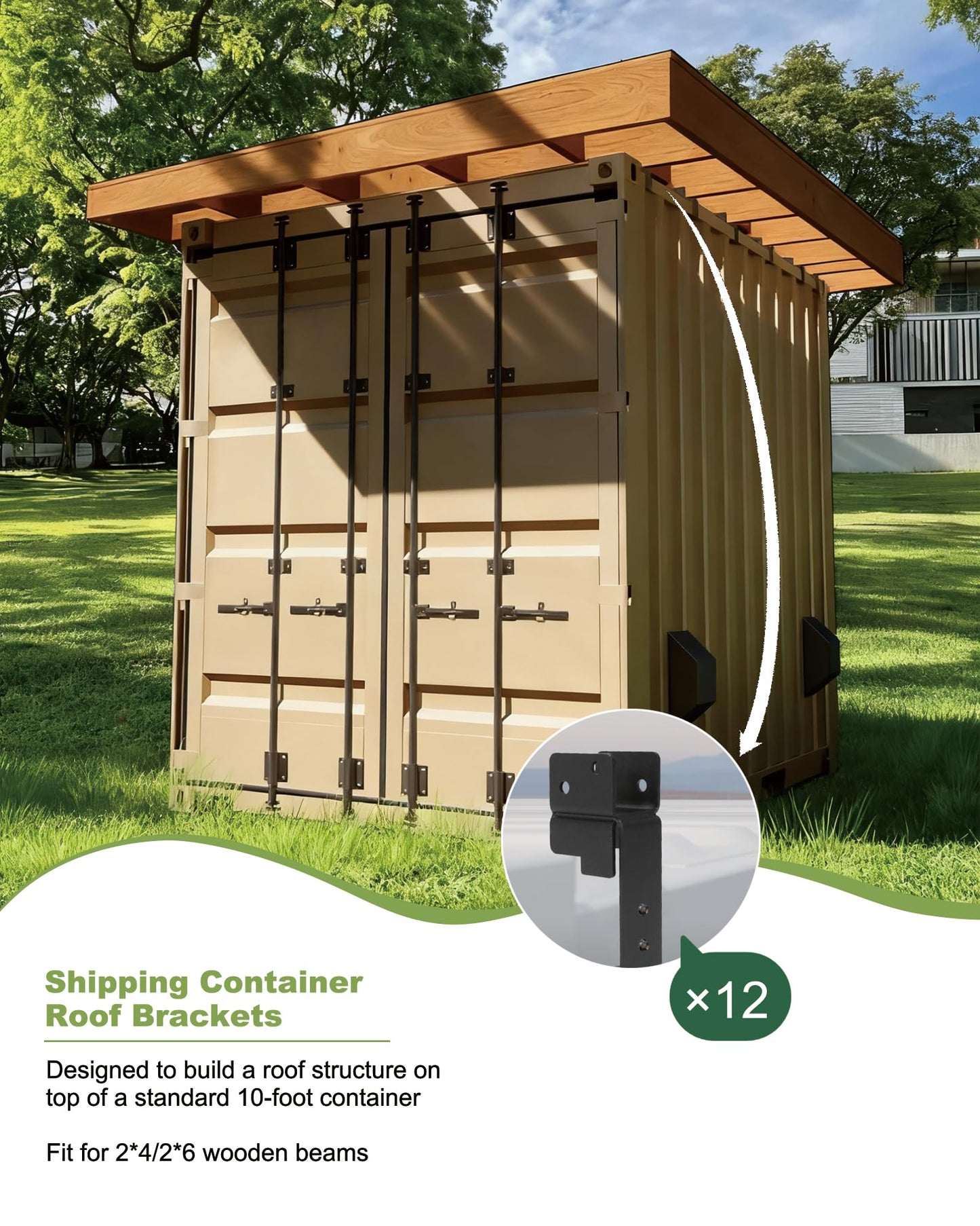 Wood Truss Brackets for Shipping Containers, Shipping Container Roof Brackets Fit for 10 FT Shipping Containers, Fit for DIY Enthusiasts Transform Shipping Containers into Homes, Offices, Studios