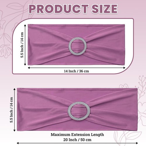 MDS Spandex Chair Sashes - Universal Fit Elastic Stretch Bands with Buckle for Weddings | Dusty Pink - Pack of 200
