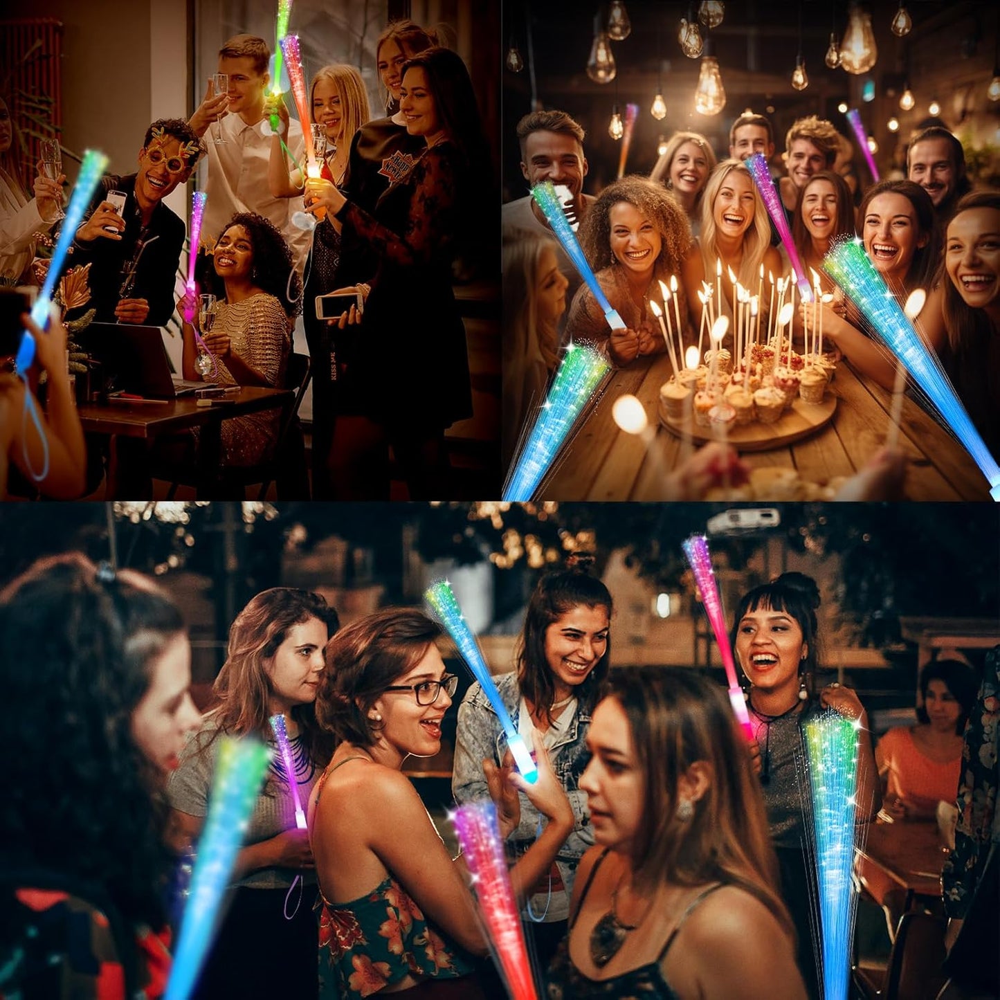 SHQDD Glow Fiber Wands - 28 PCS LED Light Sticks for Parties, Weddings, Halloween & New Year