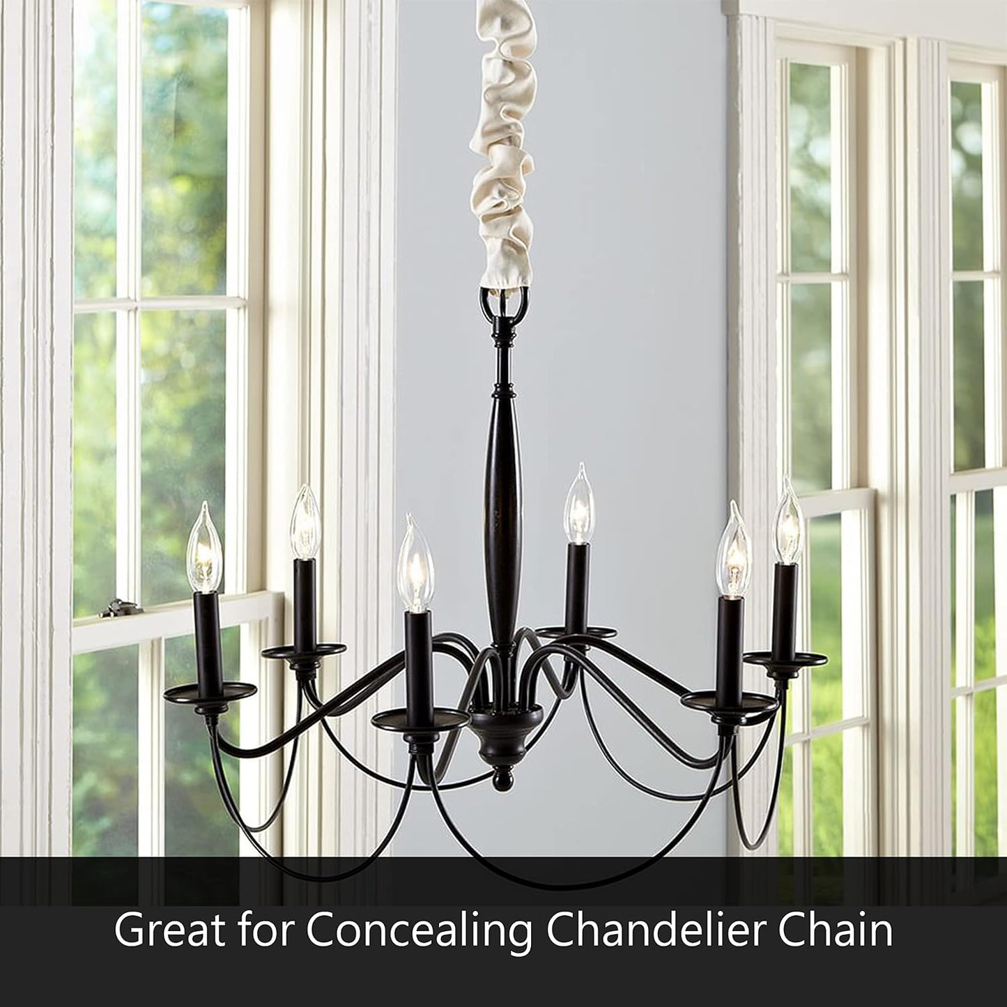 Aspen Creative 15013-21A, 6' Wheat Faux Silk Fabric Cord & Chain Cover, Easy to Install for Lighting Fixture, Cable
