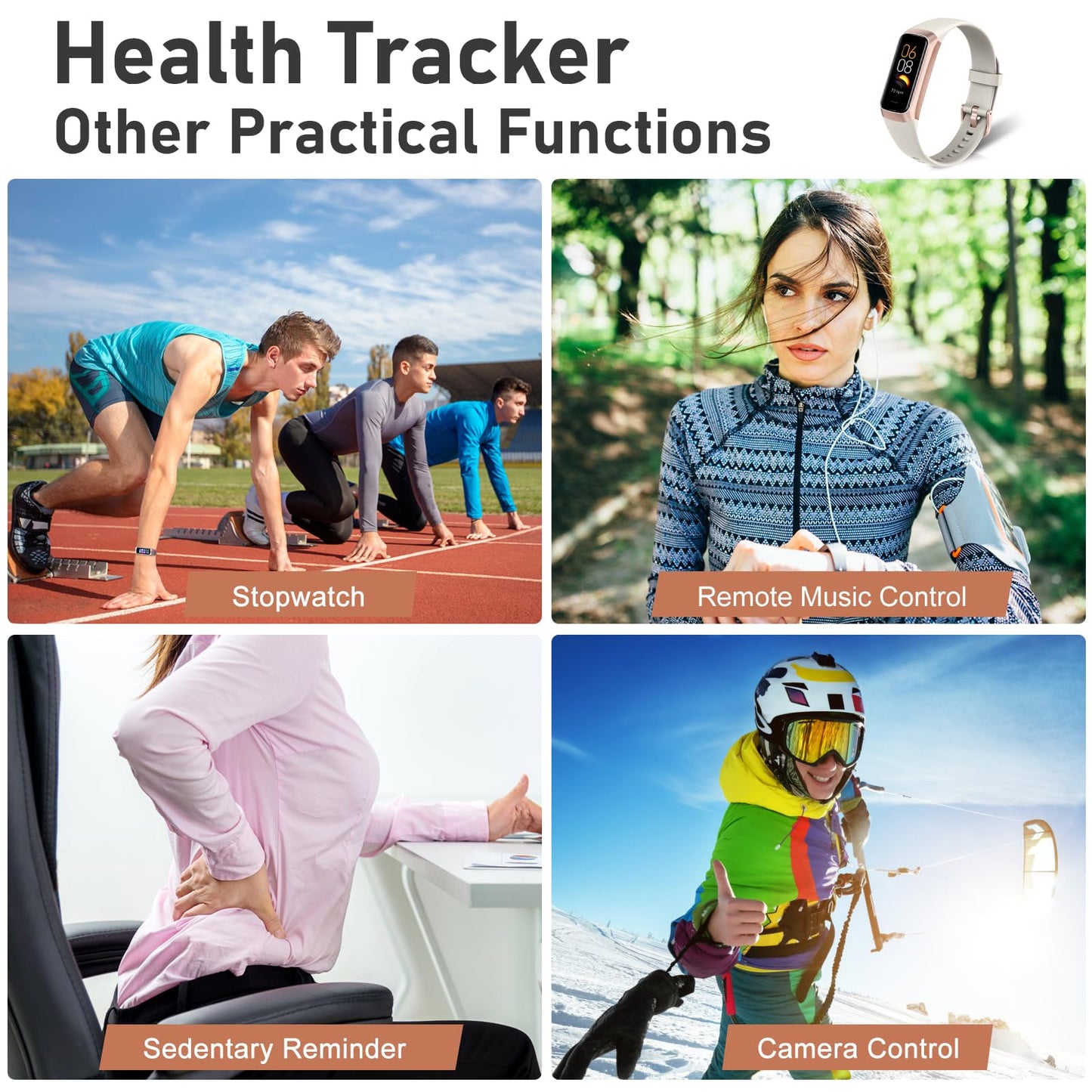 ST-CARE Fitness Tracker with Step Counter/Calories/Stopwatch, Activity Tracker, Health Tracker with Heart Rate Monitor, Sleep Tracker