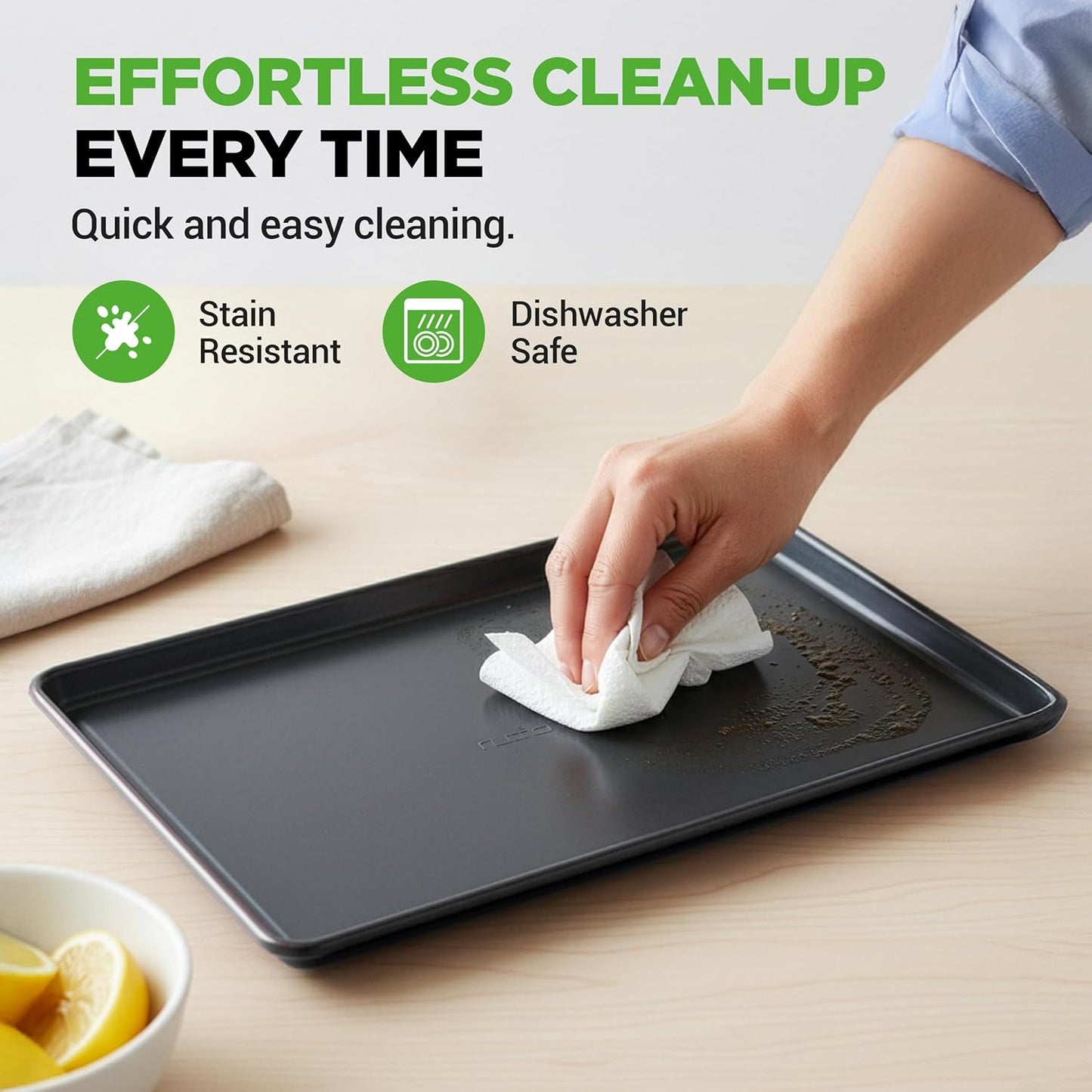 NutriChef 8-Piece Nonstick Bakeware Set - Premium Steel Baking Pans for Cakes, Muffins, Brownies & More | Black
