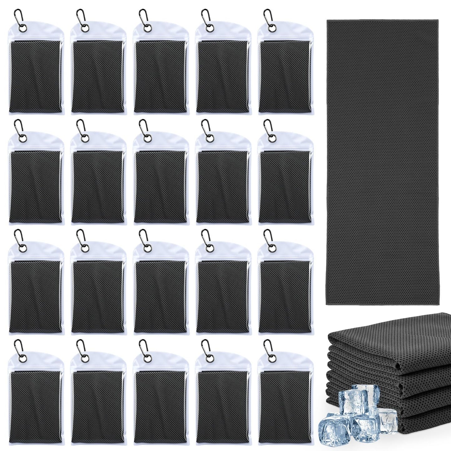 Honoson 20 Pack Cooling Towels Bulk 27 x 16 Inch Ice Breathable Soft Chilly Sweat Rag Cold Towels for Neck and Face for Hot Weather Yoga Gym Sport Running Golf Workout Fitness Camping(Dark Gray)