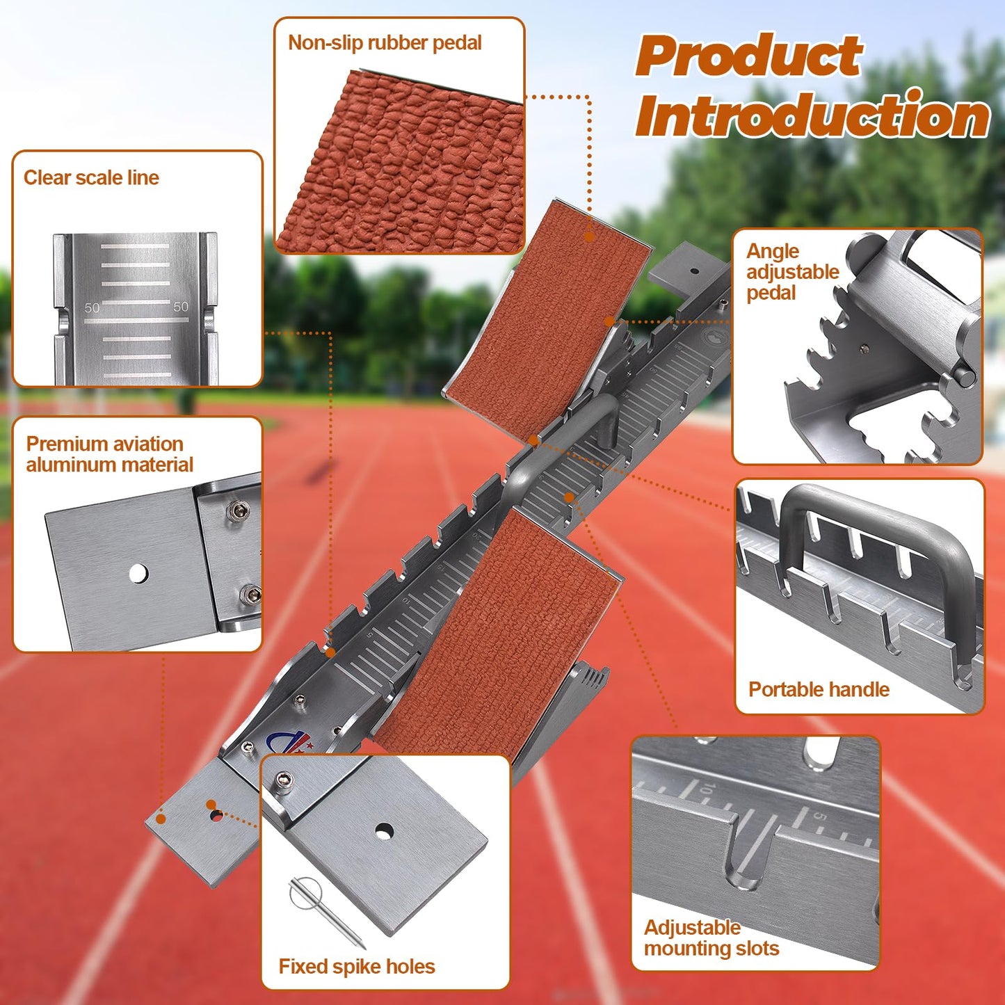 Vaolvpant 35in Starting Blocks with Premium Aircraft-Grade Aluminum 4 Angle Adjustable and Detachable Pedals Ideal for Running Enthusiasts Professional Track and Field Competitions
