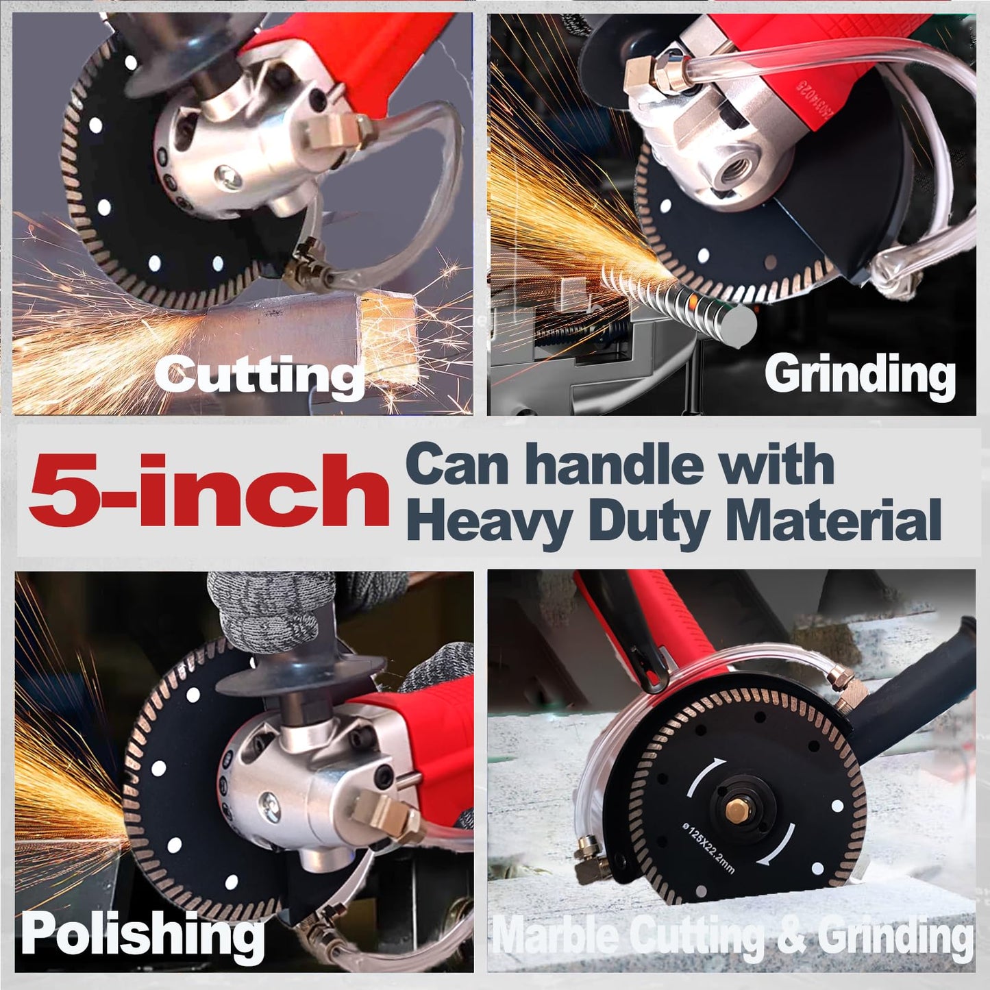 Air Wet Polisher Variable Speed 5'' Concrete Angle Grinder Tools with with Grinding and Cutting Wheels, Wet Grinder Machine for Cutting, Grinding, Polishing and Rust Removal