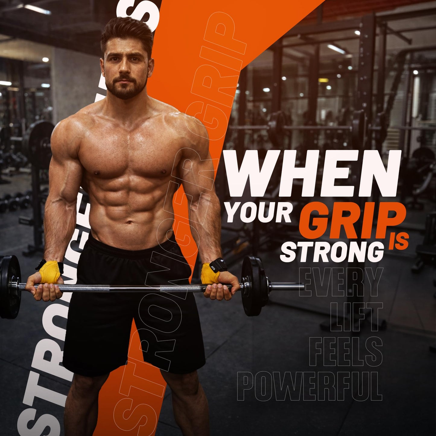 QTF Weight Lifting Grips (Pair) for Heavy Powerlifting, Wrist Straps for Deadlifts, Rows, Pull Ups, with Neoprene Padded Wrist Wraps Support and Strong Rubber Gloves or Straps for Bodybuilding. (Blk-White, L)