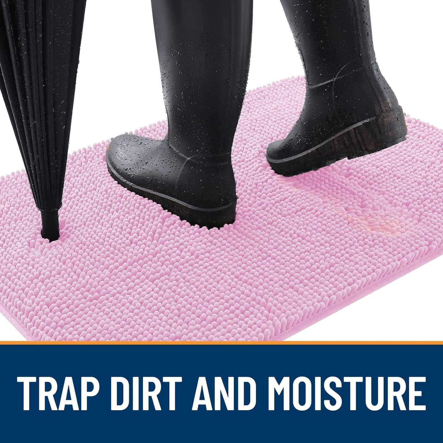 OLANLY Dog Door Mat - Absorbent Non-Slip Mud Mat for Indoor Entryway | Quick Dry Chenille, 70x24, Pink