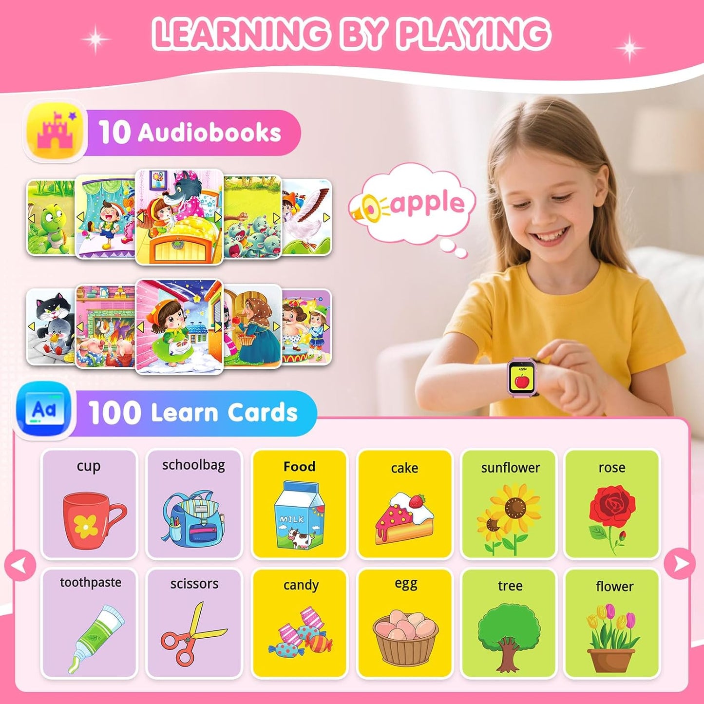 MOFGDNI 39 12/24 3-12 Smart Watch for Kids with Games Touchscreen Camera Video, Music Player, Pedometer, Calculator
