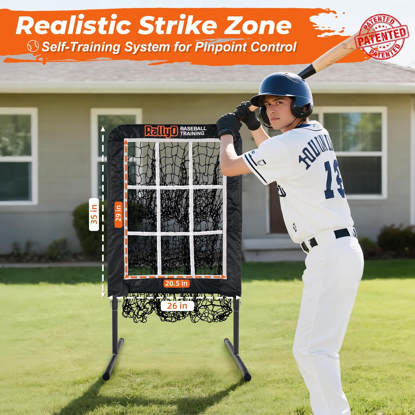 Pitching Net, 9 Hole Baseball & Softball Pitching Net with Strike Zone, Adjustable Pitching Target with 9 Pocket Design, Portable（Training Net）