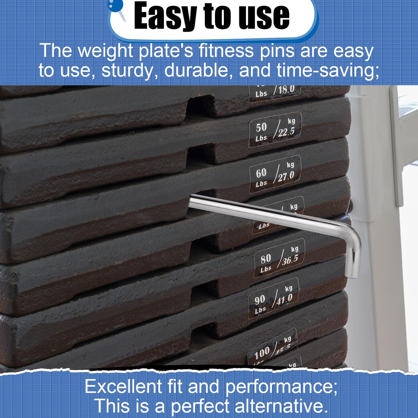NQEUEPN Weight Stack Pin, 3/8 Inch Diameter 4.4 Inch/11.18cm Weight Loading Pin L Shaped Stack Extender Selector Inserts Gym Fitness Equipment for Home Gym Accessories