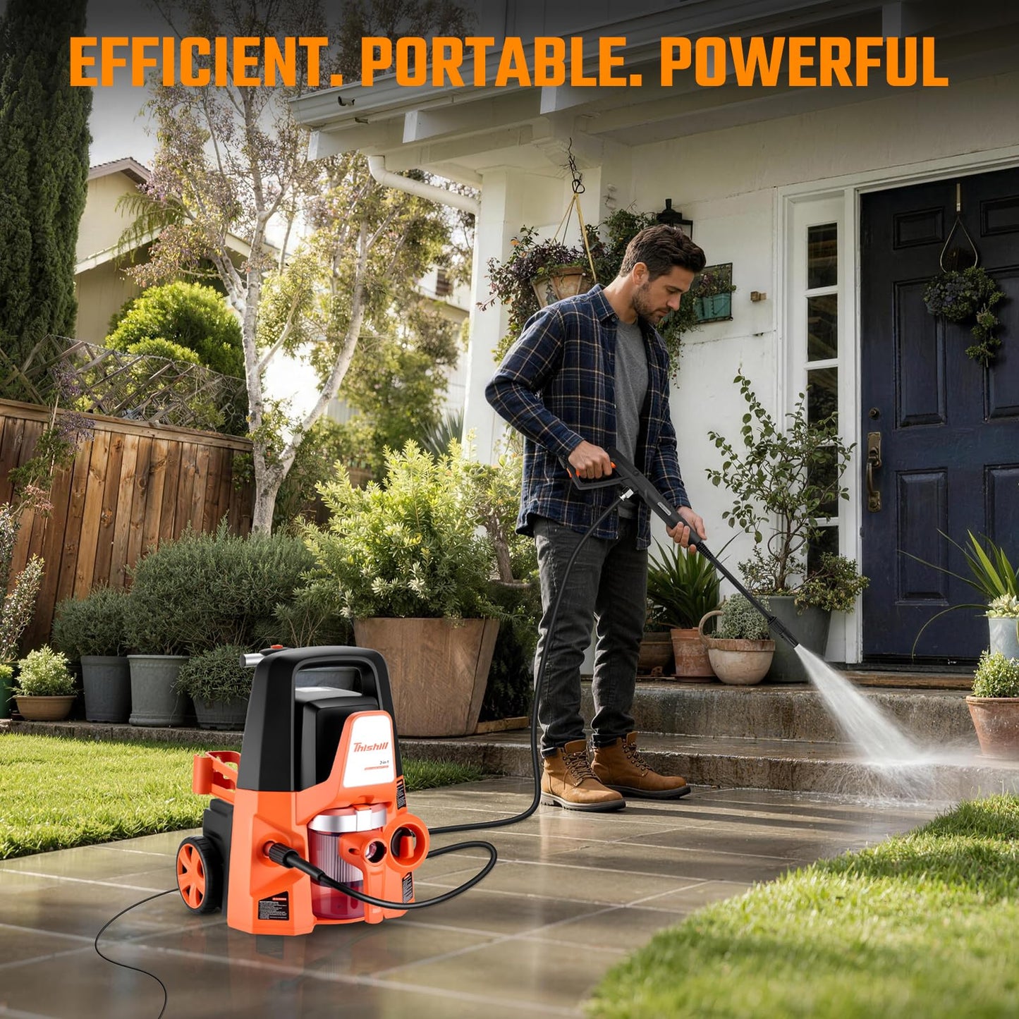 This Hill 4-in-1 Pressure Washer and Wet/Dry Vacuum, 2800 PSI Max 1.7 GPM Electric Power Washer, 1400W Multi-Function Cleaner with Blower and Foam Cannon for Cars, Patio, Garage and Home Cleaning
