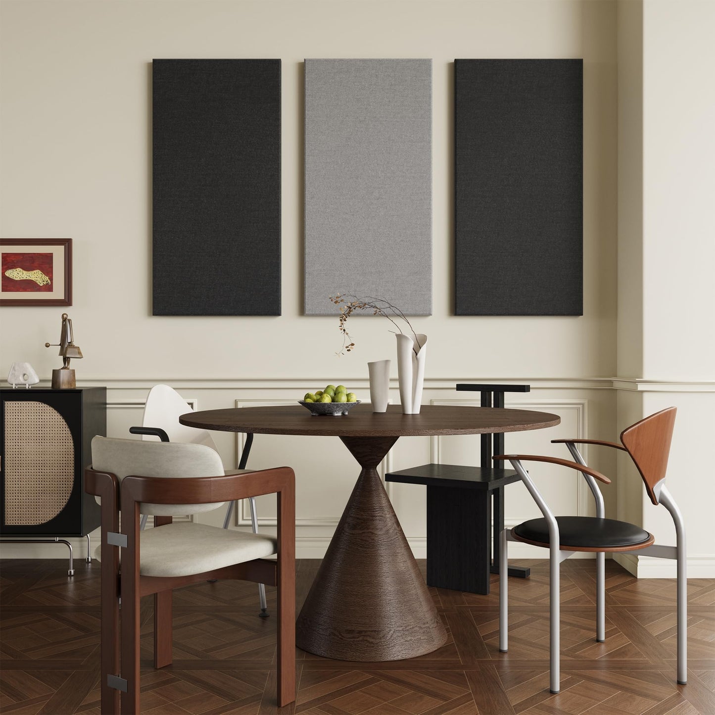 SMARTSTANDARD 4 PCS Acoustic Wall Panels, 2" Thick 47.2" x 23.6" Fiberglass Soundproof Wall Panels with Hanging System for Studios Home Theater Office Meeting Room, Black
