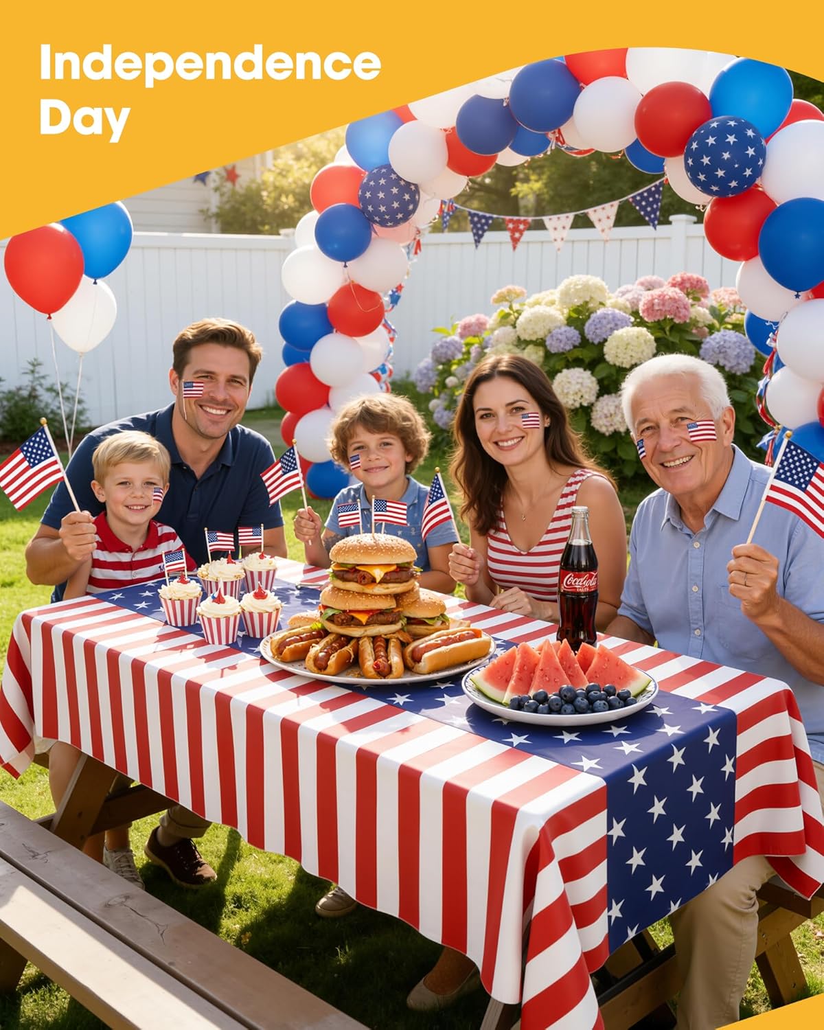 Niuara American Flag Tablecloth - 4 Pack Disposable 54" x 108" Patriotic Decor for 4th of July & Memorial Day
