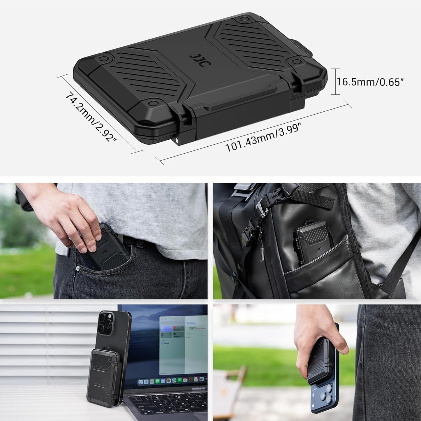 JJC 8 12 2 IP67 Slim Memory Card Case for SD TF and Nano SIM Cards, Waterproof Anti-Shock Anti-Dust, Compact Size