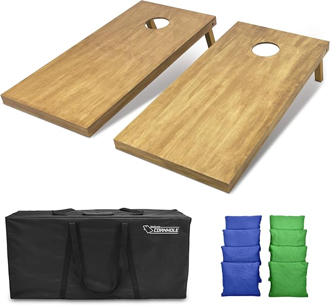 GoSports 4 ft x 2 ft Regulation Size Wooden Cornhole Boards Set - Includes Carrying Case - Full Regulation Size Bean Bag Toss Boards