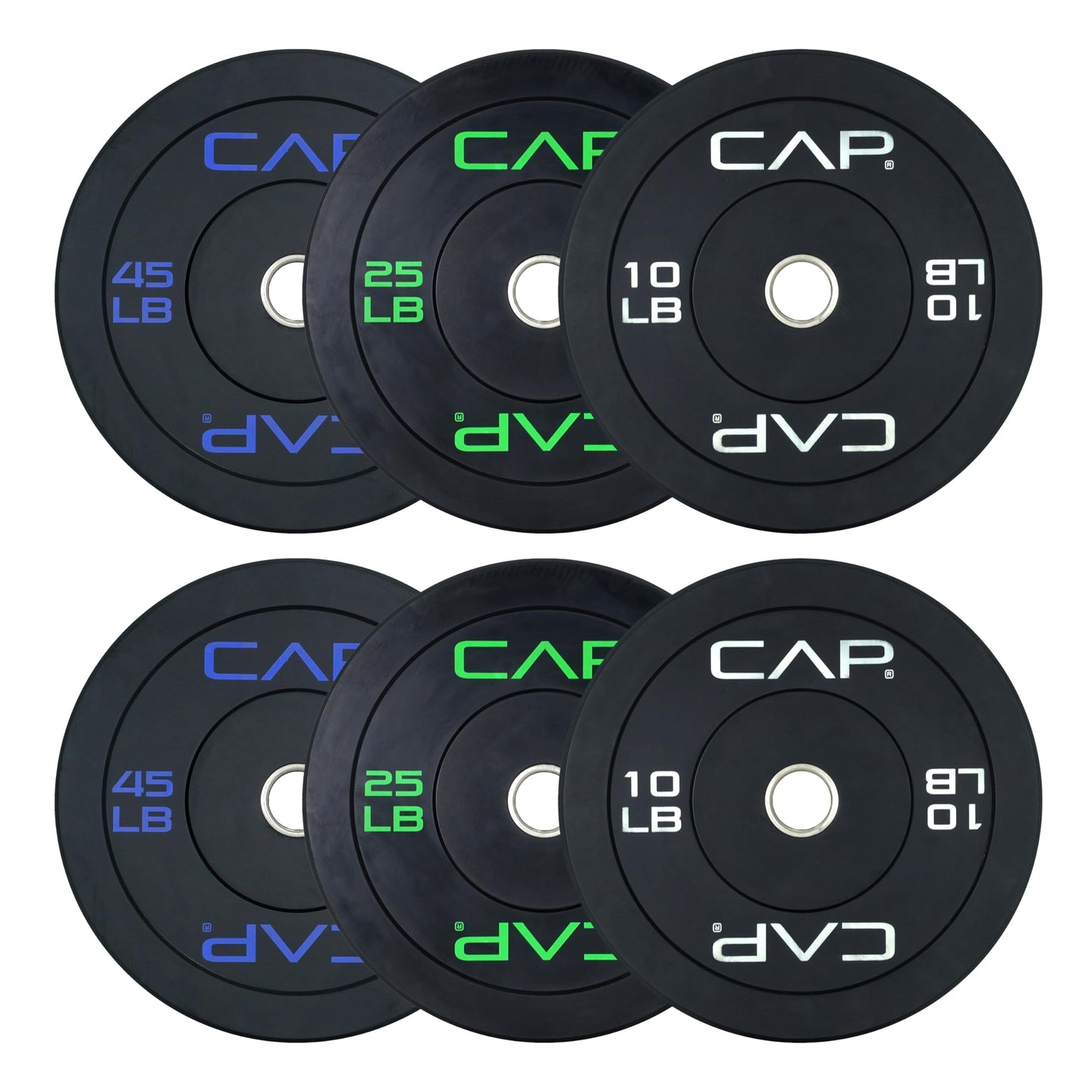 CAP Barbell 160 LB Economy Olympic Bumper Plate Set with Color Logo | Black