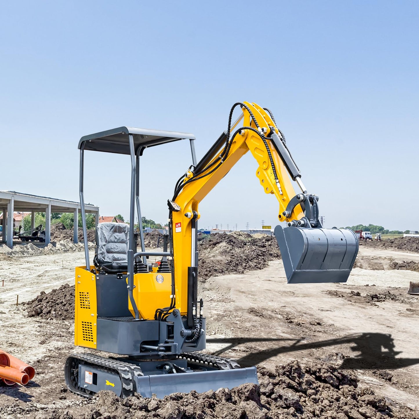 No Teeth Mini Excavator Bucket, Flat Tooth Backhoe Attachment, Small Digger Buckets, for Excavators, Span: 90MM/3.54in, Hole Diameter: 25MM/0.98in, Center Wheelbase: 90MM/3.54in (20cm/7.87in)