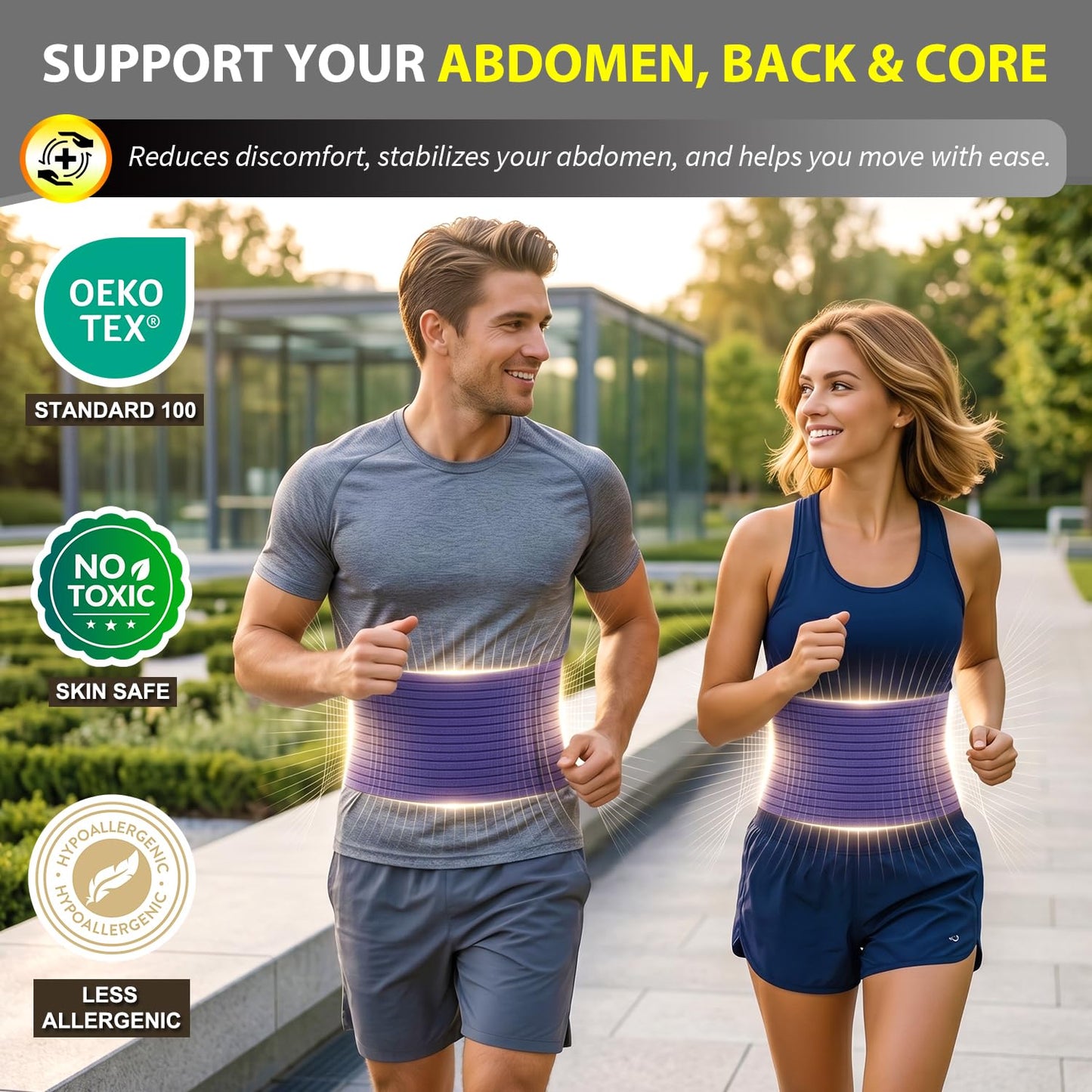 BLITZU Umbilical Hernia Belt for Men & Women, Abdominal Binder Adjustable Truss Support with 2 Compression Pads for Naval, Ventral, Incisional, Epigastric, Belly Button Hernias, Pre Post Surgery L-XL