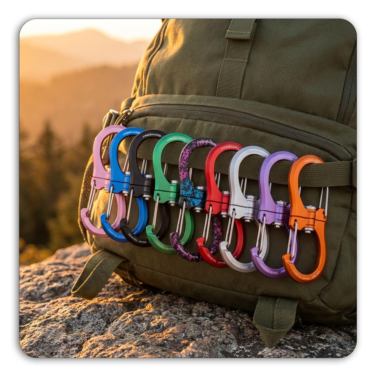 FresKaro 1kN Carabiner Clips, Heavy Duty Double-Ended Wire Gate Carbineers, Small Non Locking Carabiners, Key Clip and Keychain Hook, Strong Aluminum Spring Snap Karabiners, 360 Swivel, Purple 5pcs