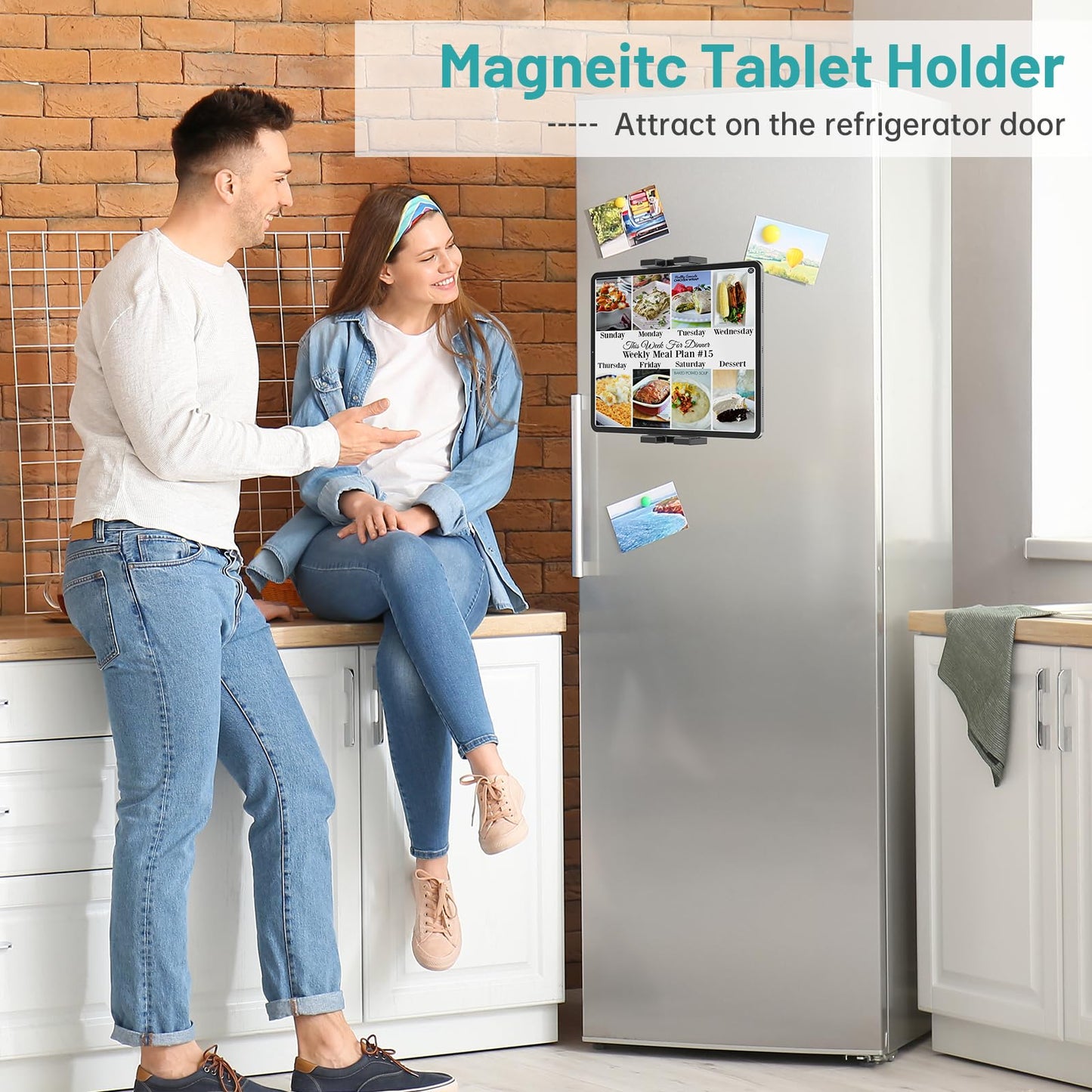 Mippko Magnetic Tablet Holder Fridge iPad Mount for Vehicle/Cabinet/Metal Shelf/Whiteboard,Strong Magnetic Base Stand Attracts Metal Surface,Compatible with 4.7~12.9" iPad/Nexus/e-Reader/iPhone