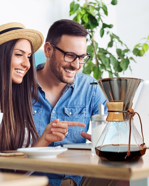 AGOGO Pour Over Coffee Maker Glass - Barista Kit with 304 Stainless Filter for Home, Office, Camping, Cafes - Easy Clean Coffee Dripper Set (Soft Towel&Brush) (34oz Diamond Design w/SS Filter)