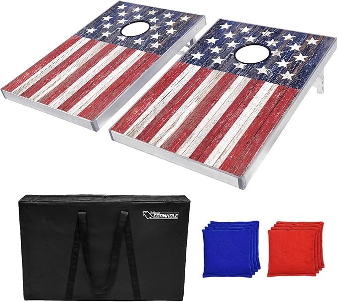 GoSports Tailgate Size 3 x 2 ft Cornhole Sets - Choose LED or Standard - Portable Set Includes 8 Bean Bags & Game Rules