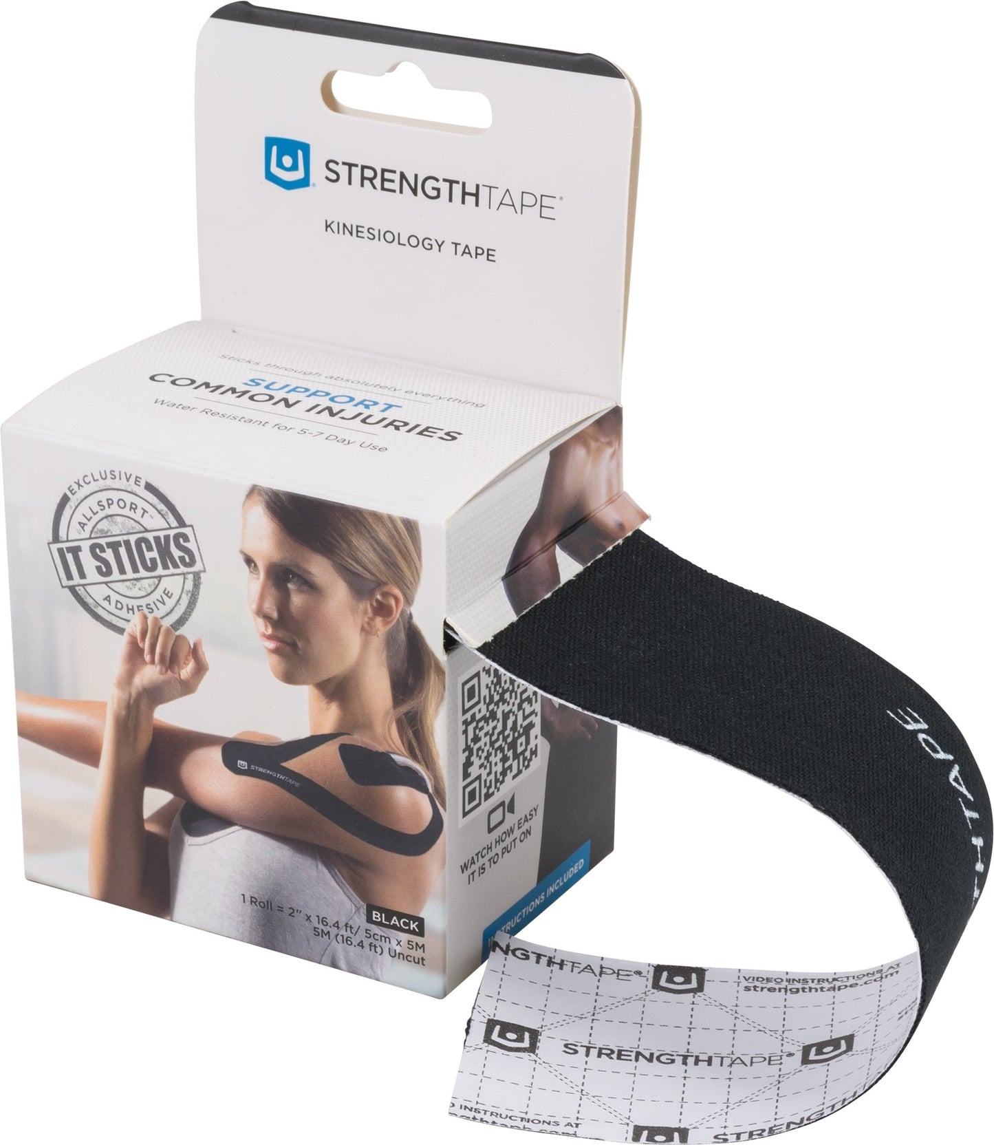 StrengthTape Kinesiology Tape - 16.4' (5m) Roll of 10" Precut Strips - Beige