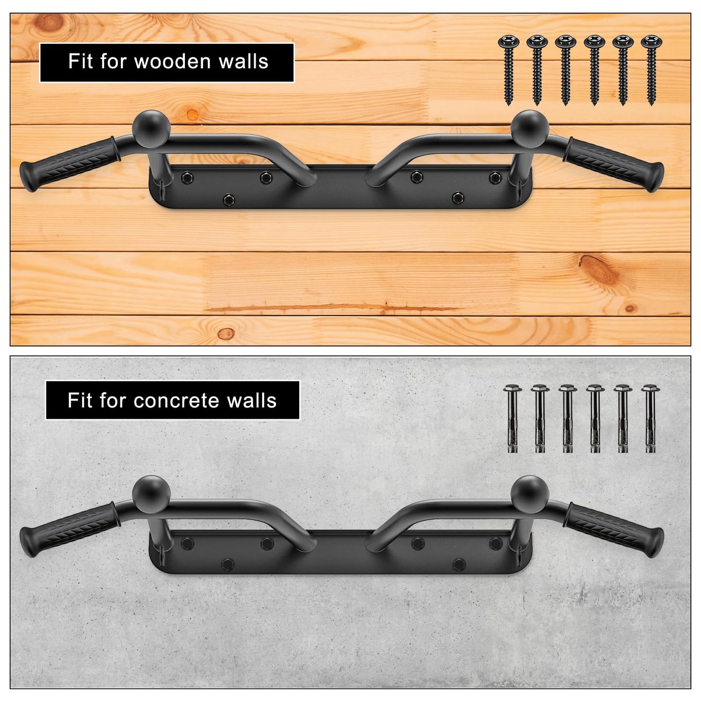 BeneLabel Wall Mounted Pull Up Bar 440 LBS Capacity Multifunctional Doorway Pullup Bar Beam or Joist Mount Chin Up Bar with Resistance Band Hooks and Ball Finger Training