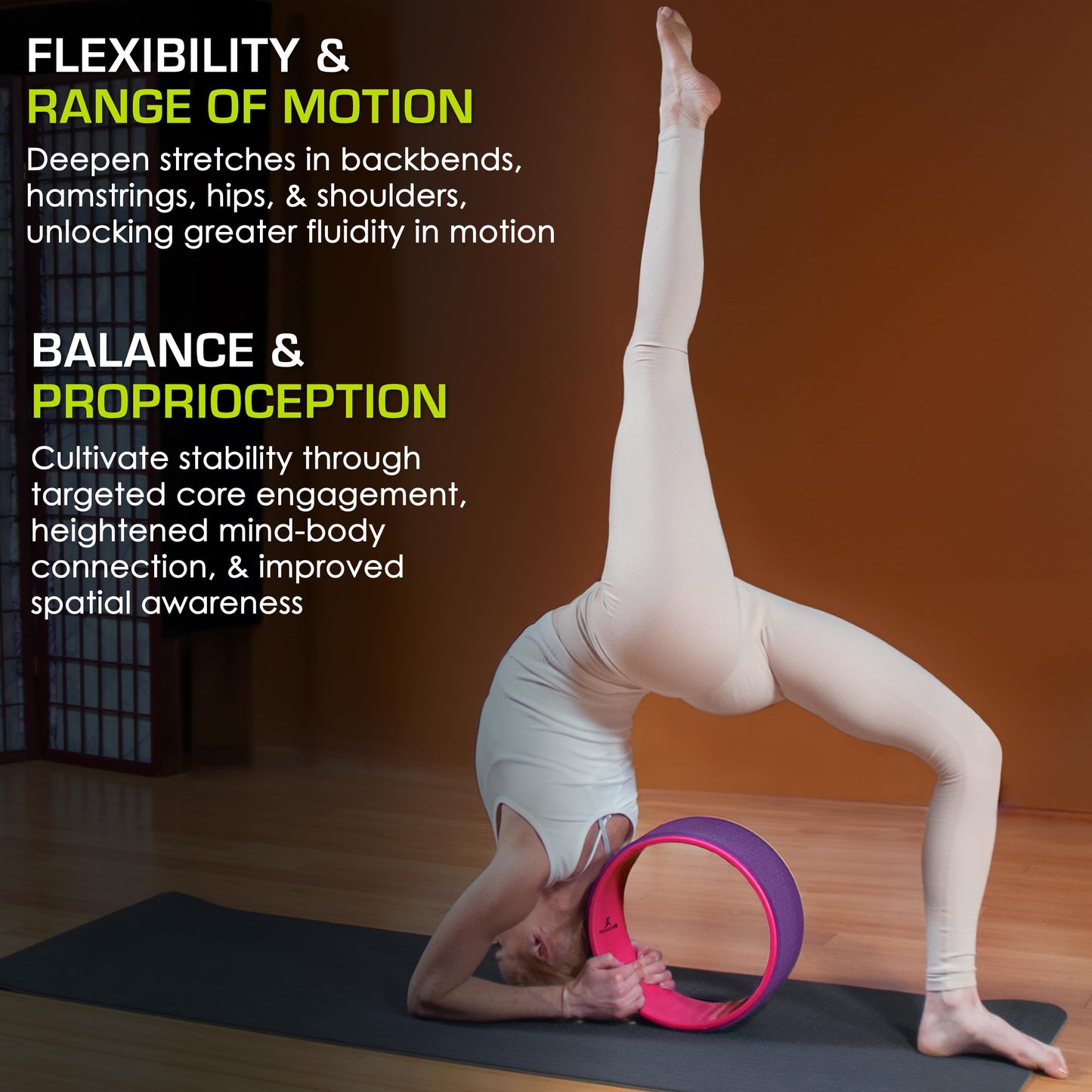 ProsourceFit Yoga Wheel Prop 12” for Improving Yoga Poses, Backbends, Flexibility, Balance, Stretching, Relaxation