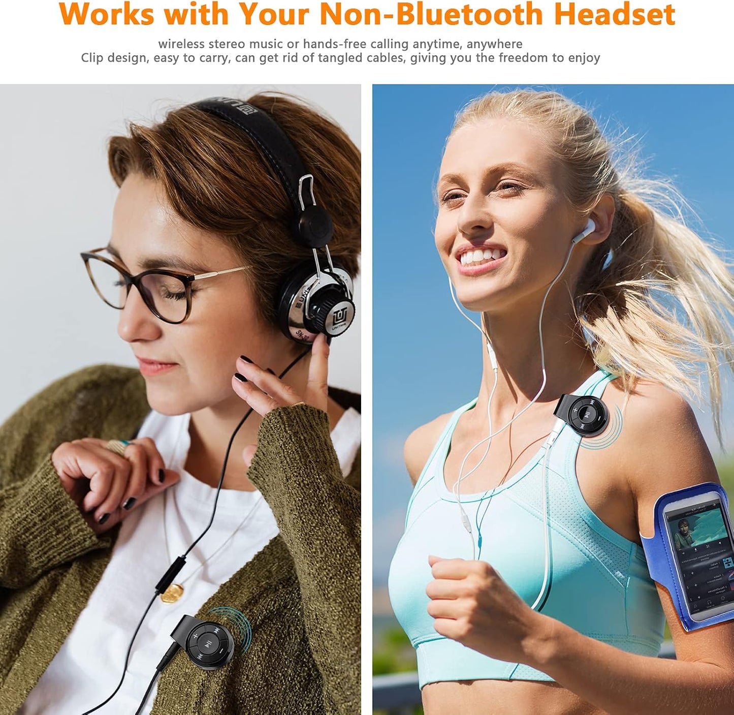 Bluebyte 5.0 Bluetooth Receiver/Car Kit, Clip Wireless Audio Receiver for Headphones car Audio,Wireless Adapter Support