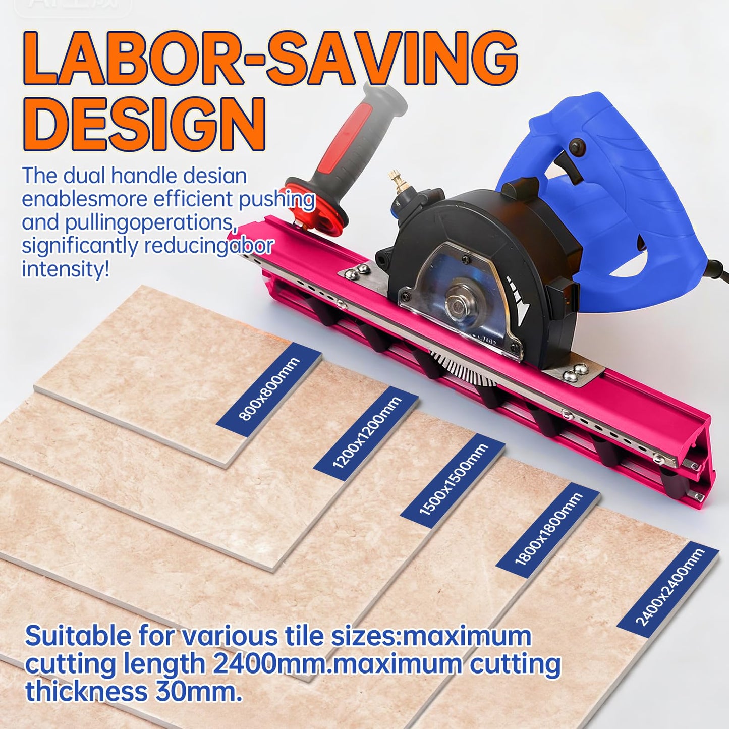 1800W Tile Beveling Tool, 43° Chamfer Machine with 16-Roller Base, Water Cooling & Dust Bag, Edge Bevel Cutter for Porcelain, Ceramic Tile, Marble & Stone