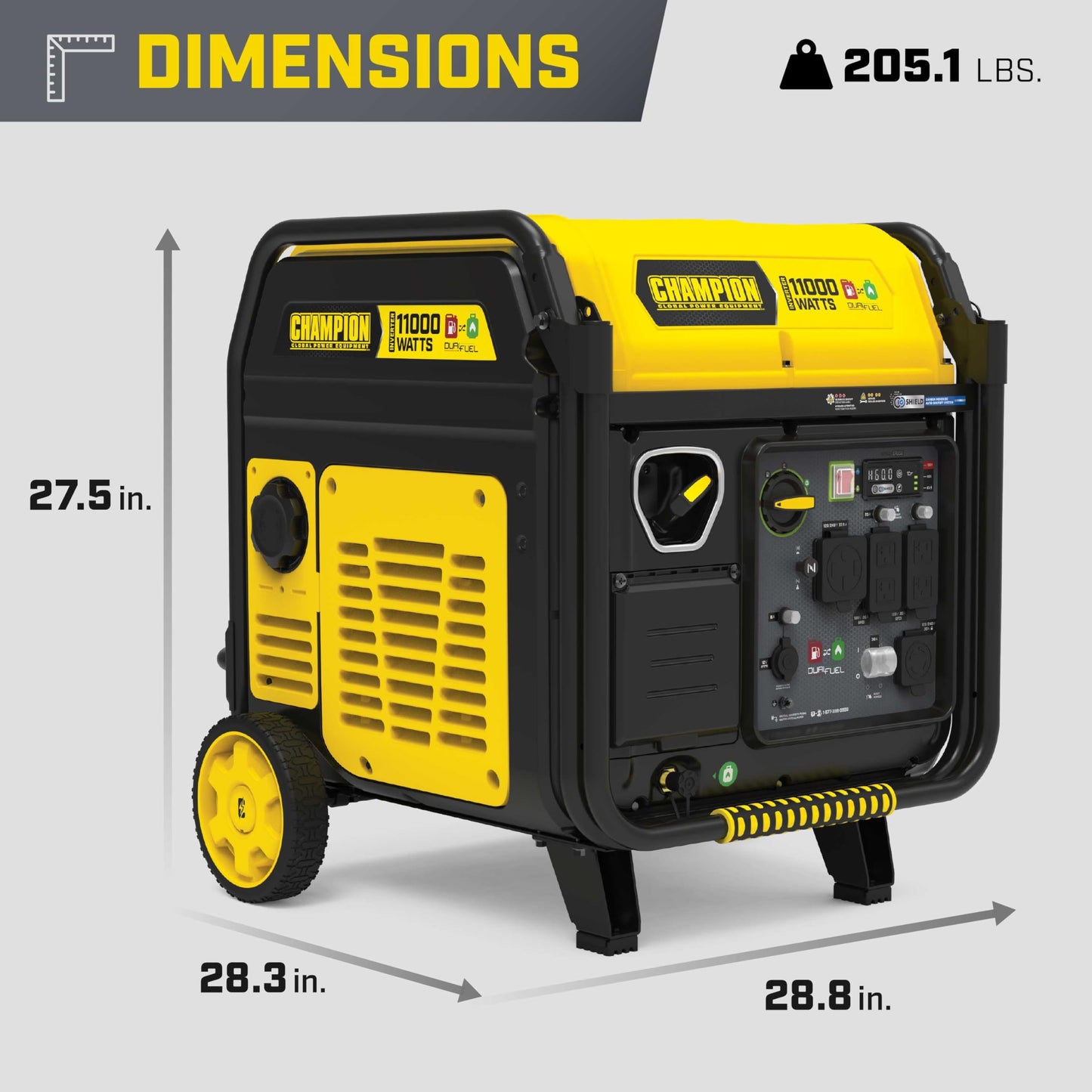 Champion Power Equipment 11,000-Watt Electric Start Dual Fuel Home Backup Portable Inverter Generator with Quiet Technology and Free 3-Year Warranty