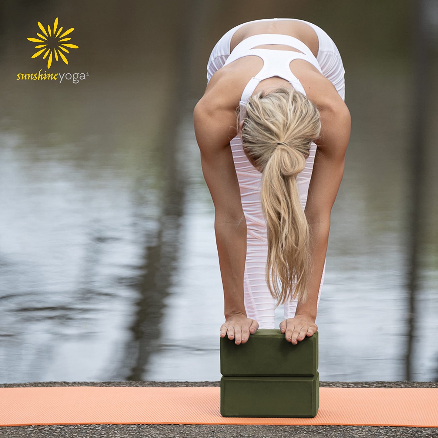 Sunshine Yoga 4" Yoga Block, 6 Pack Bulk EVA Foam Yoga Blocks, Firm and Supportive Yoga Brick, Balance Foam for Stretching, Pilates, and Workout, 4" x 6" x 9", Olive