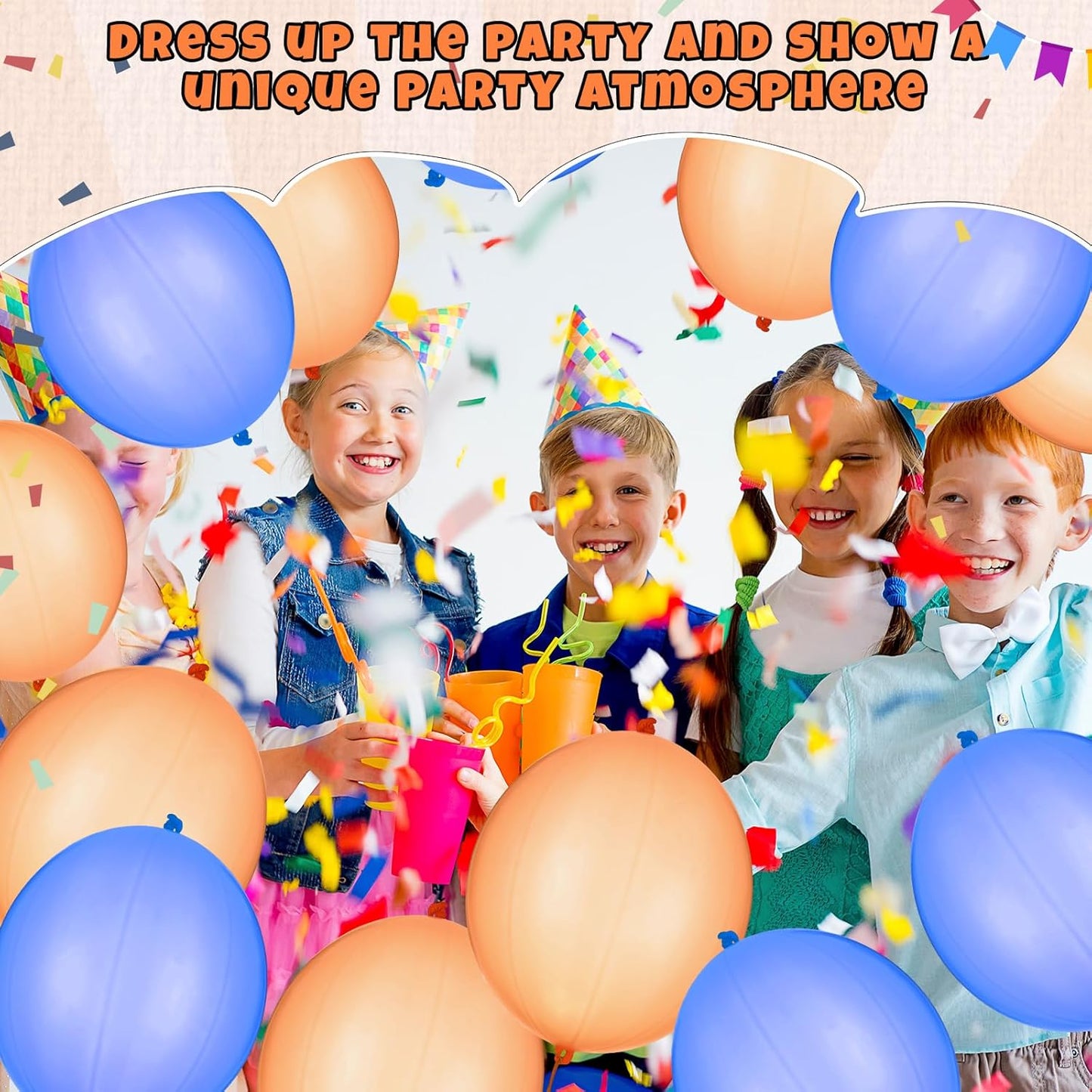 Soulchen Punch Balloons - 24 Pcs Blue & Orange Party Favors for Kids' Birthday Celebrations | Durable Rubber Band Handle