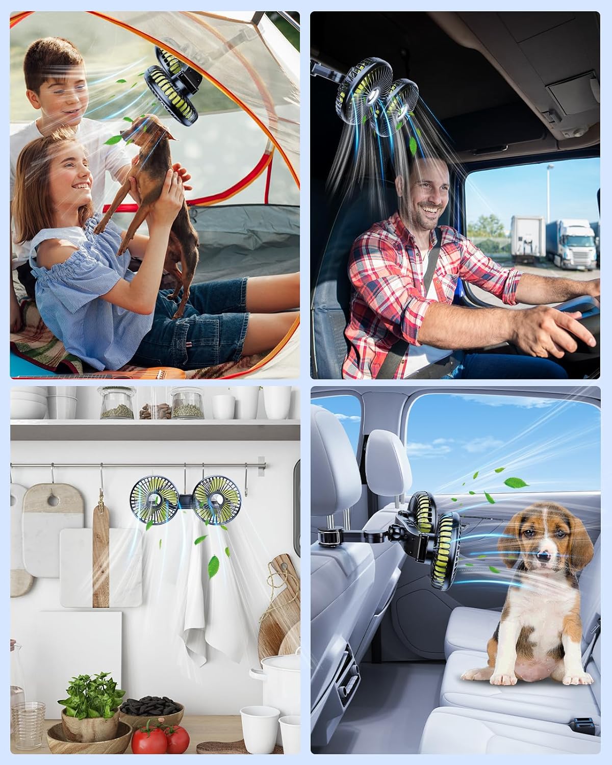 360 Battery Fan for Car Backseat - Rechargeable Car Fan for Backseat Kids Dogs [Comes with Car Charger&USB C Cable]