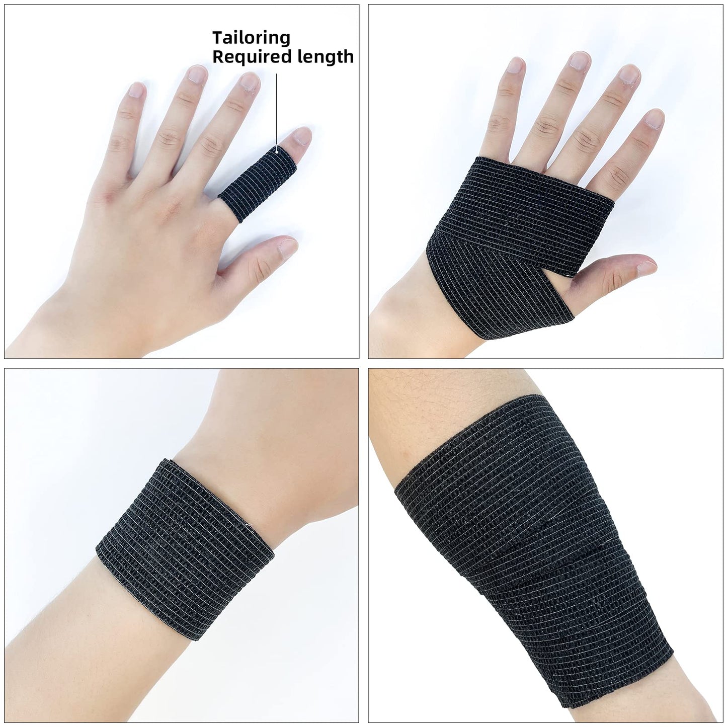 [24Pack 2" x5 Yards] Carbou-Self Adhesive Bandages Sports Wrap, Athletic Elastic Cohesive Bandage for Sports, Injuries, Treatments, and Recovery, First Aid Tape Vet Wrap for Cat, Dog Black