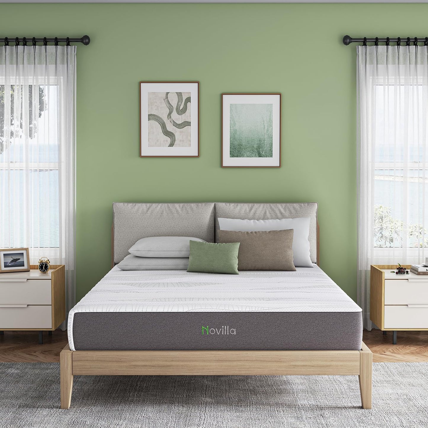 Novilla 12 Inch Queen Mattress - Advanced Cooling Gel Memory Foam with Charcoal Support Layer for Medium-Firm Comfort