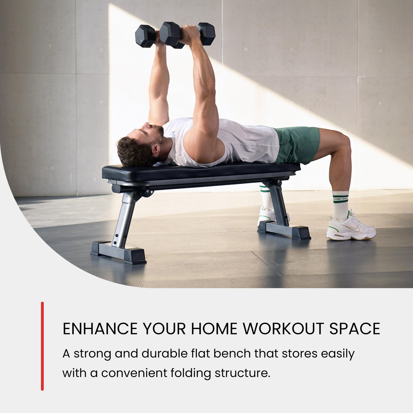 Finer Form Gym Quality Foldable Flat Bench for Multi-Purpose Weight Training and Ab Exercises - Free PDF Workout Chart Included