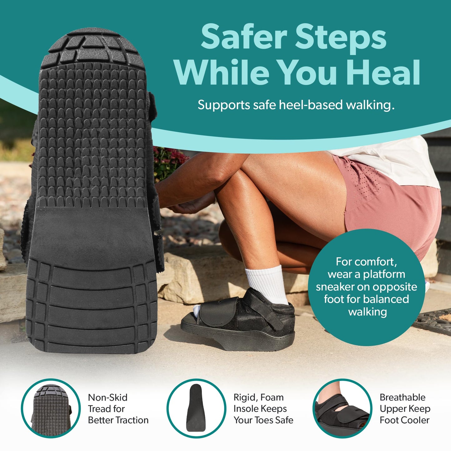 BraceAbility Forefoot Offloading Post-Op Shoe - Non-Weight Bearing Medical Wedge Boot for Diabetic Foot Ulcer, Metatarsal Fracture, Broken Toe, Bunion, Hammer Toe Surgery - Fits Men and Women (L)