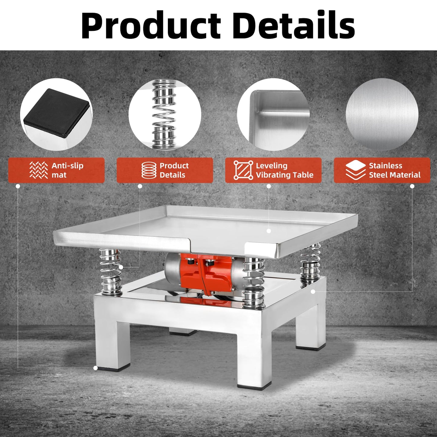 35×35cm Concrete Vibration Table, 110V Small Vibrating Test Bench Stainless Steel 44 lbs for reducing material gaps and increasing concrete compactness