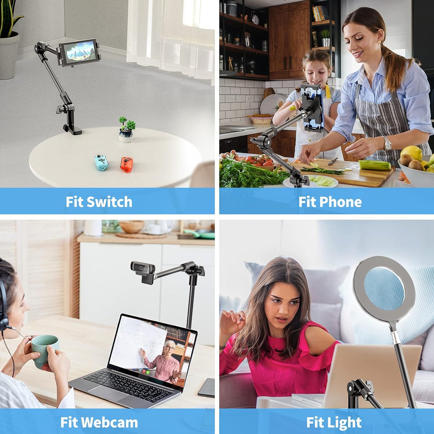 KDD 27in 4.7"-12.9" 12.9 Tablet Stand Holder, Adjustment iPad Phone Mount, Long Arm Webcam Stand Projector Camera Mount