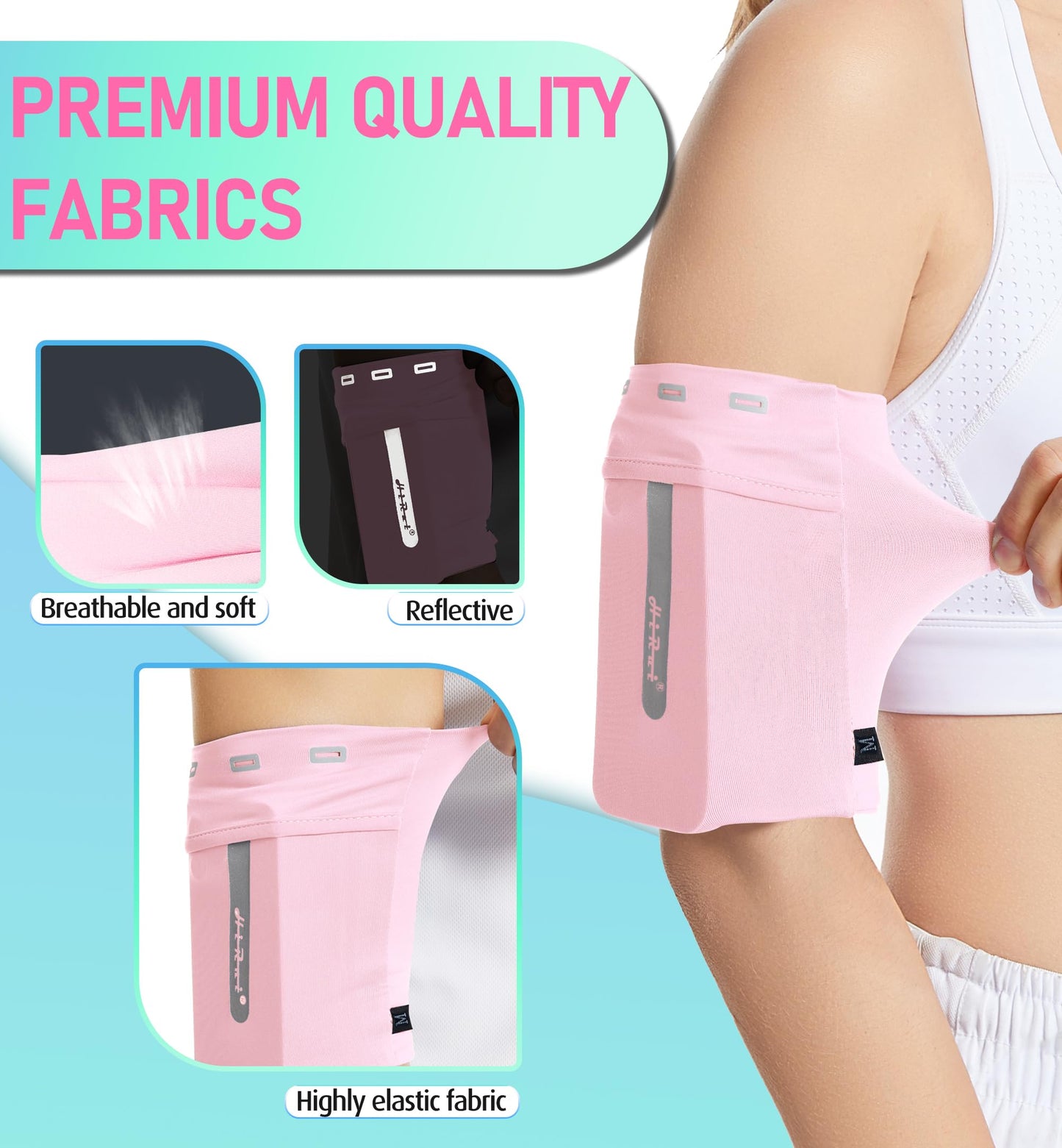 HiRui Running Armband Sleeve Universal Sports Armband Cell Phone Holder Armband for Exercise Workout, Compatible with iPhone 17/16/15/14/Plus/Pro Samsung Galaxy All Phones (M, Pink)